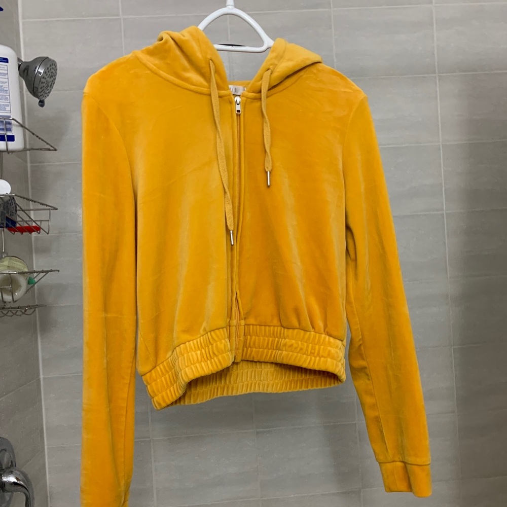 Velvet cropped hoodie